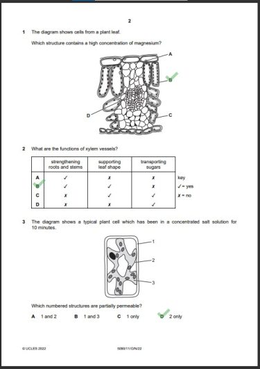 Biology 5090 11 MCQs Solved Paper October 2022 O Level