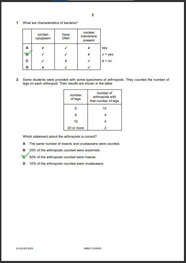 Biology 5090 11 MCQs Solved Paper October 2023 O Level 1