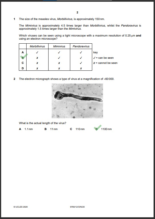 Biology 9700 12 MCQs Solved Paper October 2020 AS & A Level 1