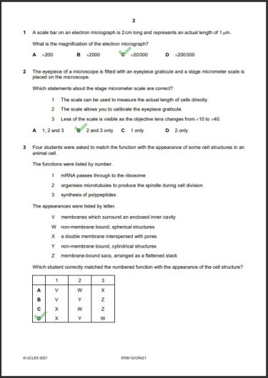 Biology 9700 12 MCQs Solved Paper October 2021 AS & A Level