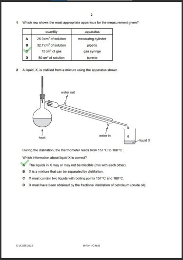 Chemistry 5070 MCQs Solved Paper October 2022 O Level 1