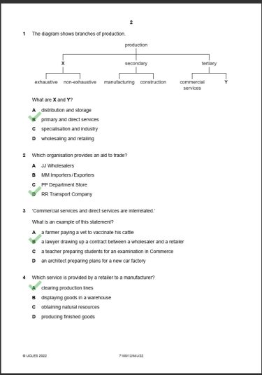 Commerce 7100 MCQs Solved Paper May 2022 O Level 1