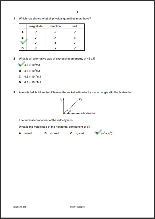 Physics 9702/12 MCQs Solved Paper October 2021 AS & A Level 1
