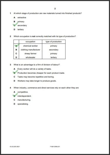 Commerce 7100/12 MCQs Solved Paper May 2021 O Level 1