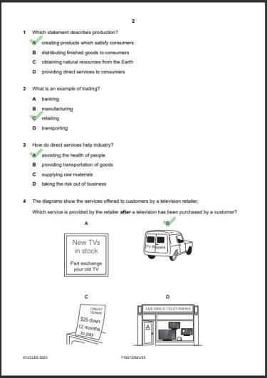 Commerce 7100/12 MCQs Solved Paper May 2023 O Level