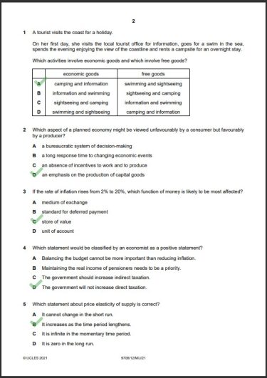 Economics 9708/12 MCQs Solved Paper May 2021 AS & A Level 1