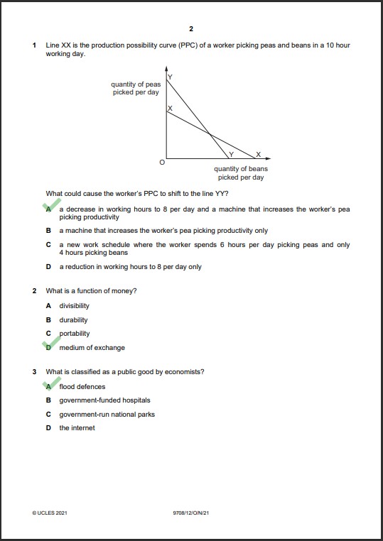 Economics 9708/12 MCQs Solved Paper October 2021 AS & A Level 1