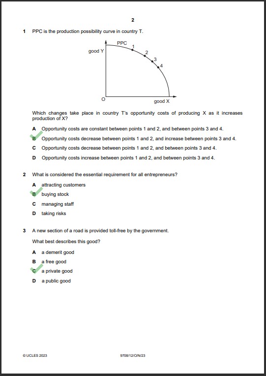 Economics 9708/12 MCQs Solved Paper October 2023 AS & A Level 1
