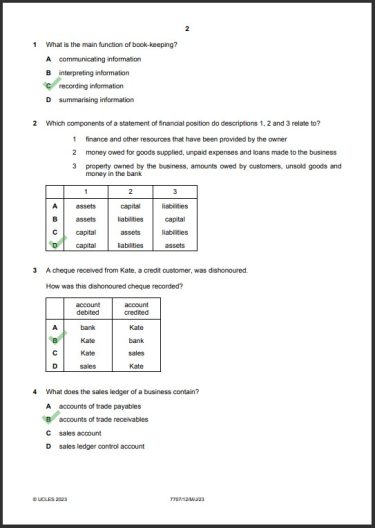 Accounting 7707/12 MCQs Solved May 2023 O Level