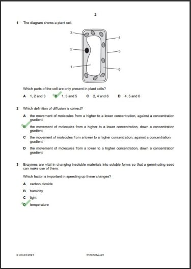 Combined Science 5129/12 MCQs Solved Paper May 2021 O Level