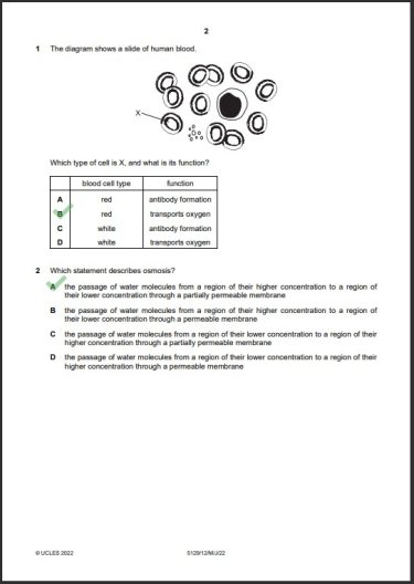 Combined Science 5129/12 MCQs Solved Paper May 2022 O Level