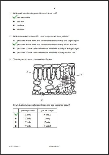 Combined Science 5129/12 MCQs Solved Paper May 2023 O Level