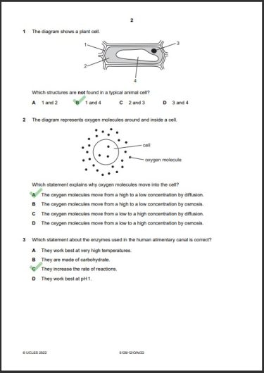 Combined Science 5129/12 MCQs Solved Paper October 2022 O Level