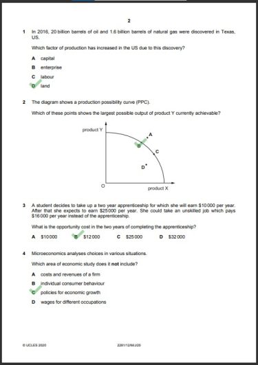 Economics 2281/12 MCQs Solved Paper May 2020 O Level 1