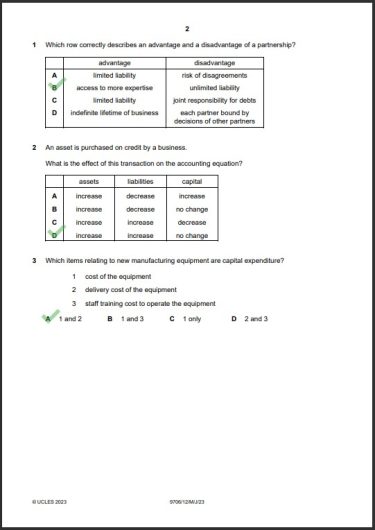 Accounting 9706/12 MCQs Solved Paper May 2023 AS & A Level